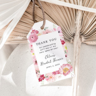 Pink Floral Bridal Shower Gift Tags