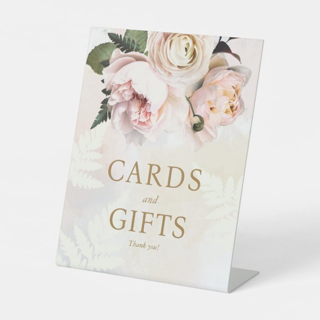 Pink Floral Bridal Shower Gifts and Cards Sign (Front)