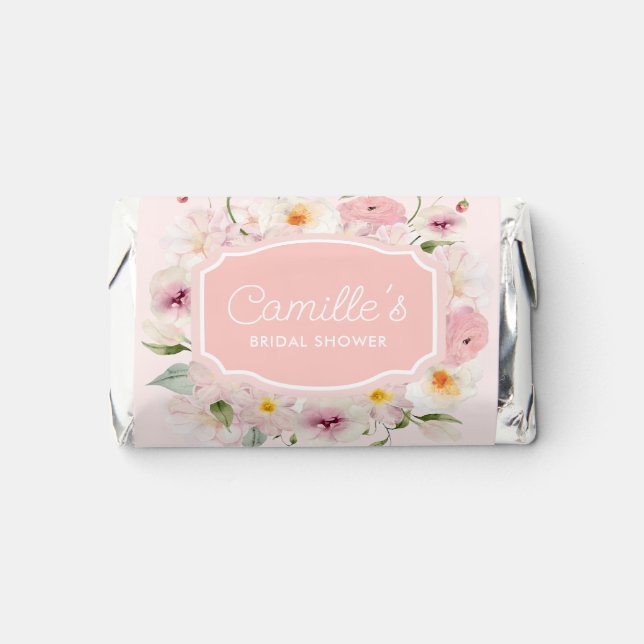 Pink Floral Bridal Shower Hershey's Miniatures (Front)