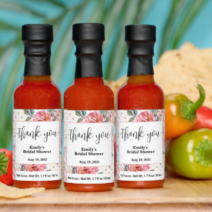 Pink Floral Bridal Shower  Hot Sauces