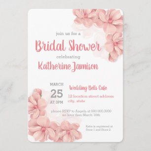 Pink Floral Bridal Shower Invitation