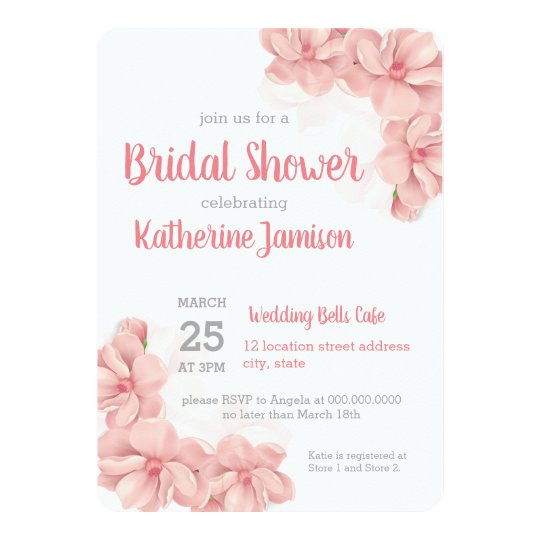 Pink Floral Bridal Shower Invitation