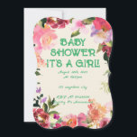 Pink floral bridal shower invitation<br><div class="desc">FLORAL GIRL BABY SHOWER INVITATION</div>