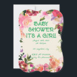 Pink floral bridal shower invitation<br><div class="desc">FLORAL GIRL BABY SHOWER INVITATION</div>
