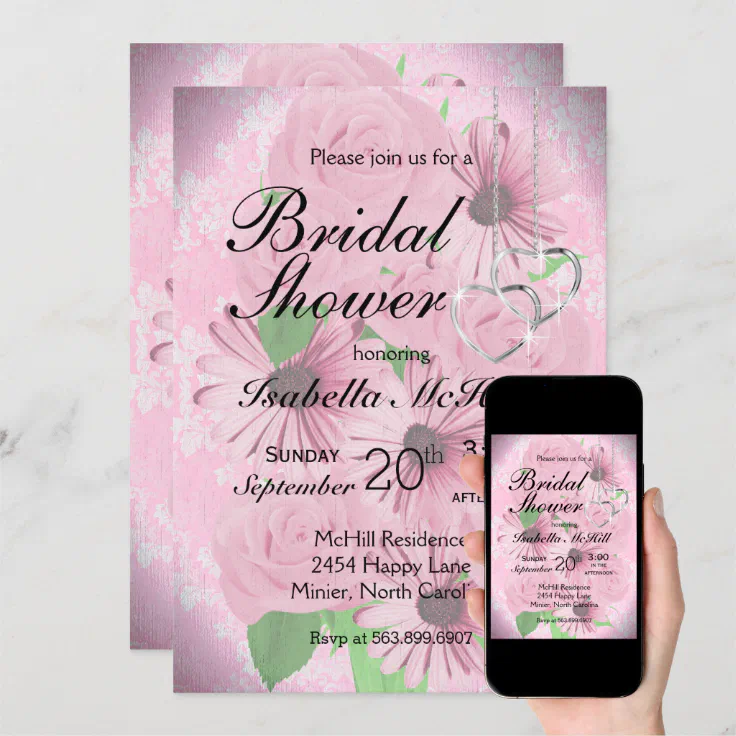 Pink Floral Bridal Shower Invitation Zazzle