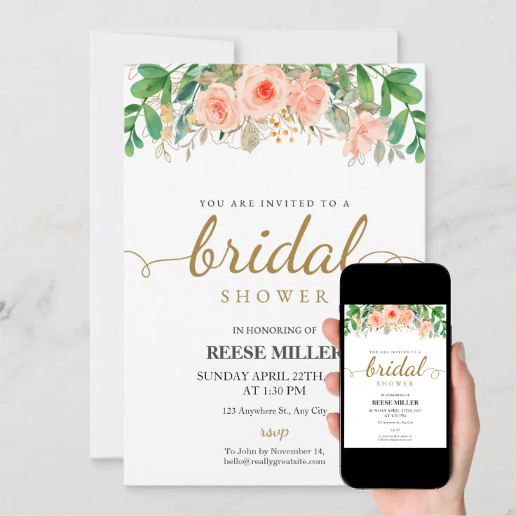 Pink Floral Bridal Shower Invitation Zazzle