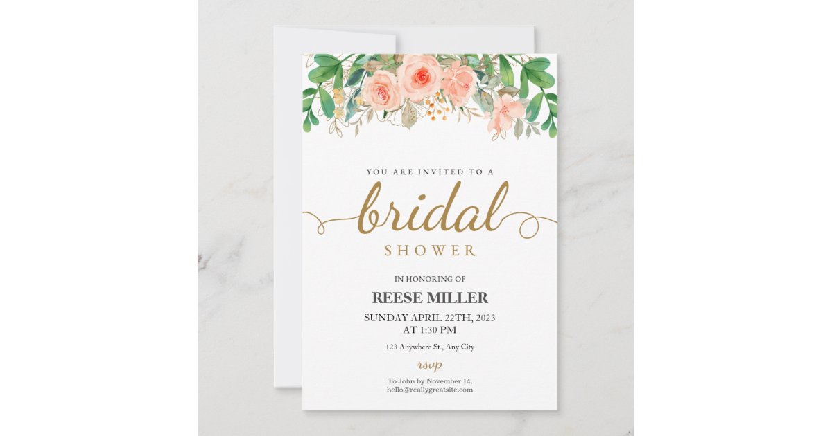 Pink Floral Bridal Shower Invitation Zazzle