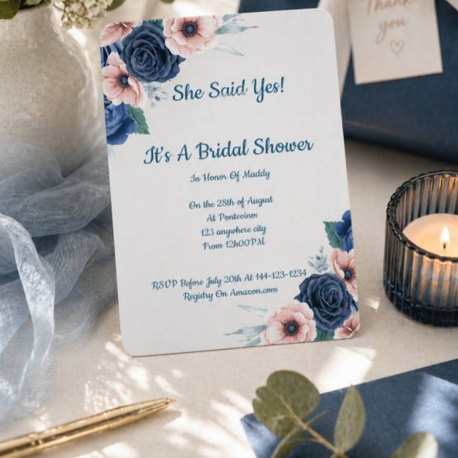 Pink floral bridal shower invitation  (Creator Uploaded)