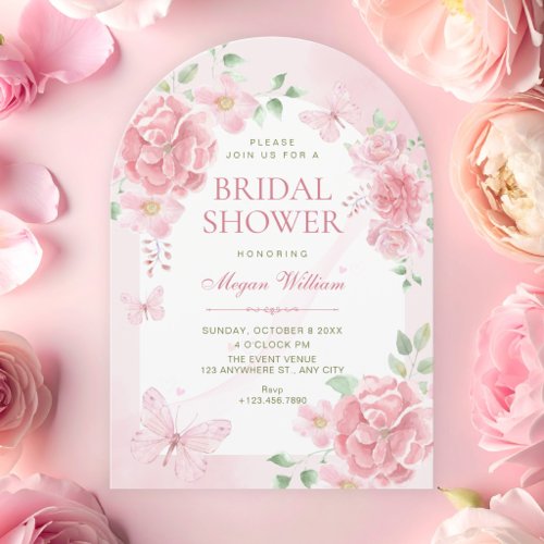 Pink floral bridal shower invitation