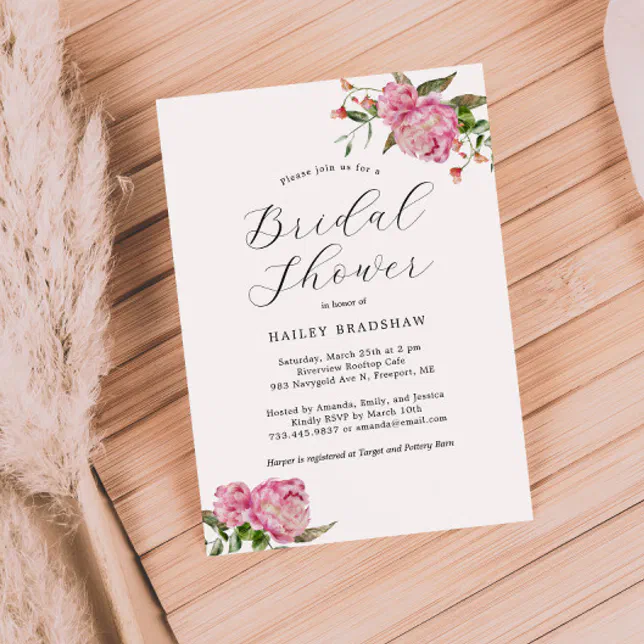 Pink Floral Bridal Shower Invitation Zazzle