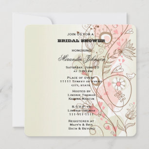 Pink Floral Bridal Shower Invitation