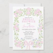Pink Floral Bridal Shower Invitation