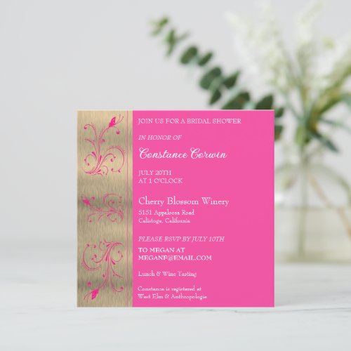 Pink Floral Bridal Shower Invitation