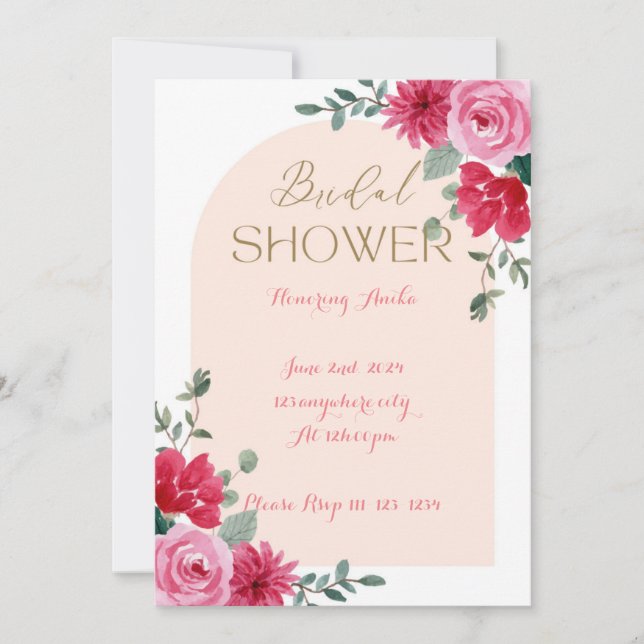 PINK FLORAL BRIDAL SHOWER INVITATION (Front)