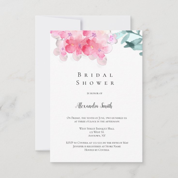 Pink floral bridal shower invitations Zazzle