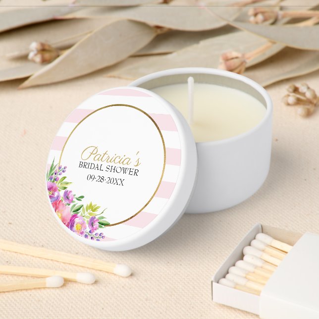 Pink Floral Bridal Shower Mini Candle Favors (Insitu)