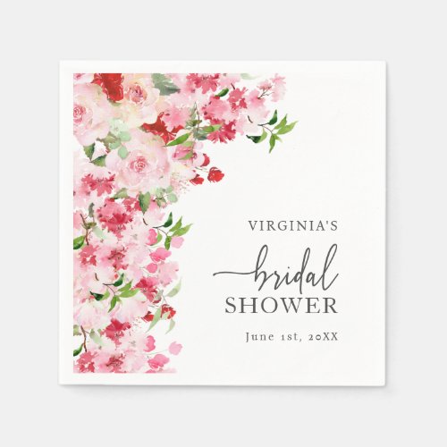 Pink Floral Bridal Shower Napkins