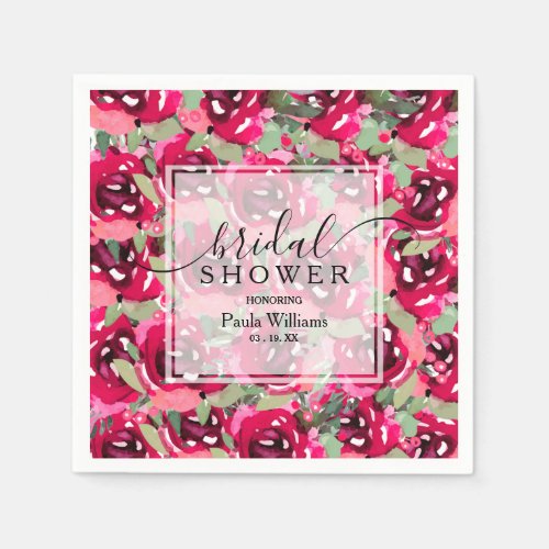 Pink Floral Bridal Shower Napkins