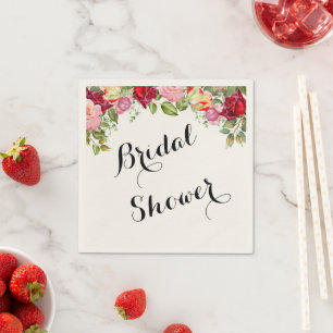Pink floral bridal shower napkins