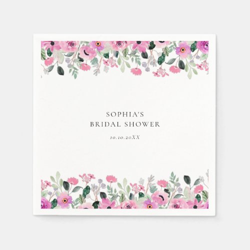 Pink Floral Bridal Shower  Napkins