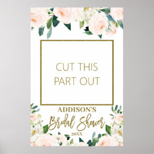 Pink Floral Bridal Shower Photo Prop Frame Poster
