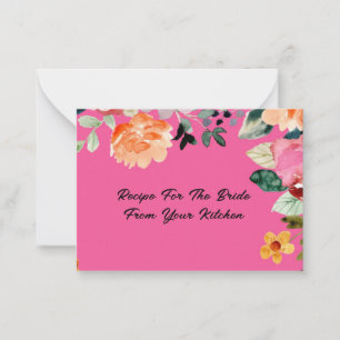 Pink Floral Bridal Shower Recipe Card