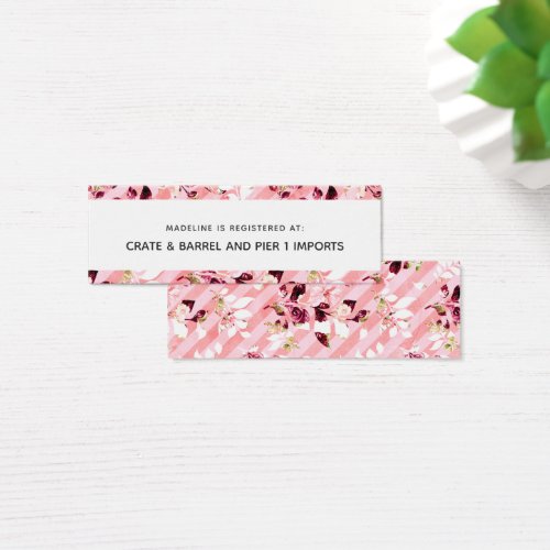Pink Floral Bridal Shower Registry Insert Card