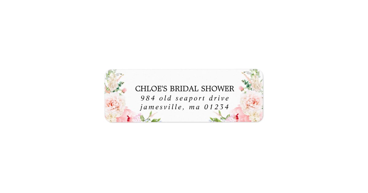 Pink Floral Bridal Shower Return Address Label | Zazzle