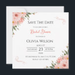 Pink Floral Bridal Shower Save The Date Card<br><div class="desc">Let your guests know about your upcoming bridal shower with this elegant pink floral save the date card. Featuring soft pastel blooms and a charming flat design,  it’s a beautiful and thoughtful way to save the date for the bride-to-be’s special day.</div>