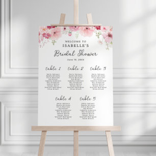 Pink Floral Bridal Shower Seating Chart Foam Board