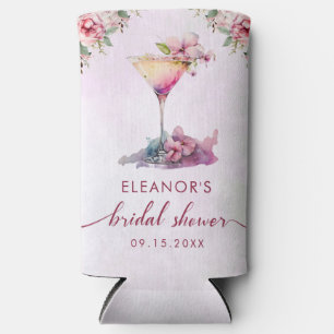 Pink Floral Bridal Shower Seltzer Can Cooler