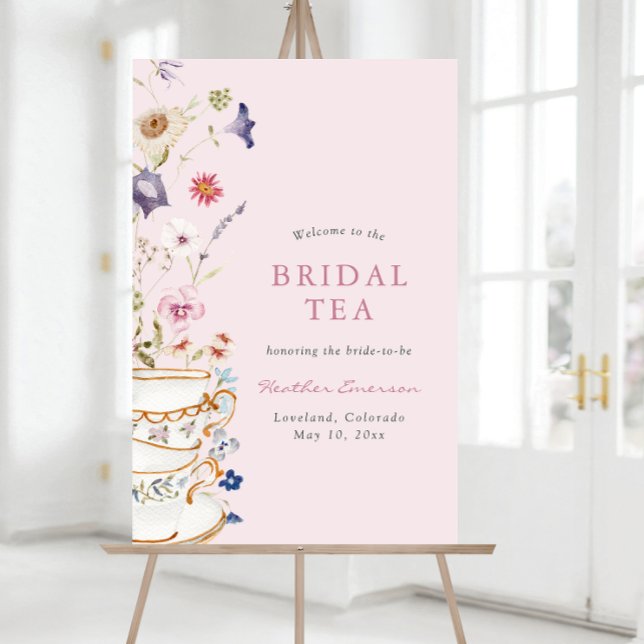 Pink Floral Bridal Shower Sign (Pink Floral Bridal Shower Welcome Sign by Painted Paperie
)
