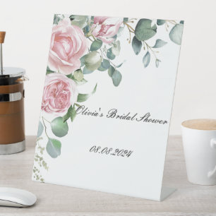 Pink floral bridal shower sign