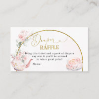 Pink Floral Bridal Shower Tea Party Diaper Raffle