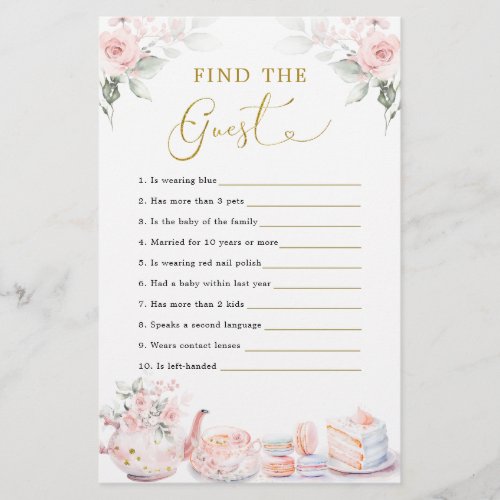 Pink Floral Bridal Shower Tea Party Find The Guest