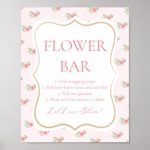 Pink Floral Bridal Shower Tea Party Flower Bar  Poster