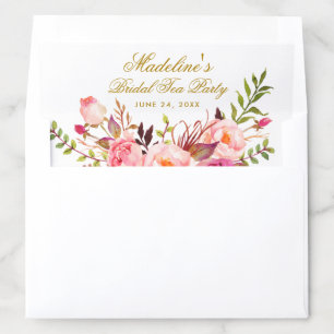 Pink Floral Bridal Shower Tea Party Gold Envelope Liner