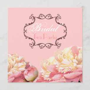 Pink Floral Bridal Shower Tea Party Invitation