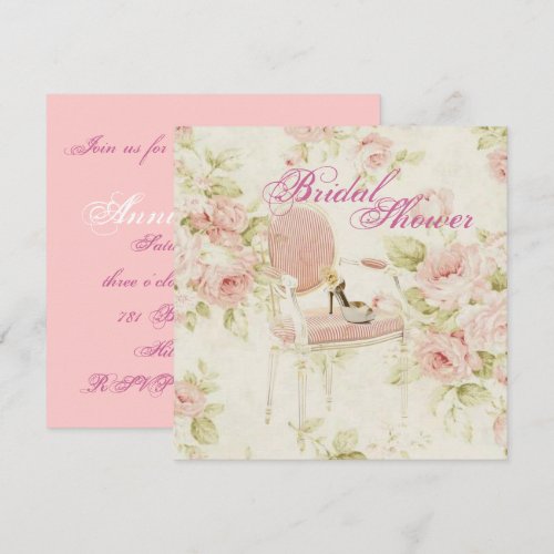 Pink Floral Bridal Shower Tea Party Invitation