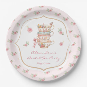 Pink Floral Bridal Shower Tea Party Paper Plates