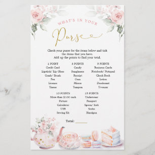 Pink Floral Bridal Shower Tea Party Purse Game