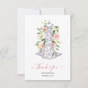 Pink Floral Bridal Shower Thank You Card