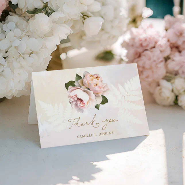 Pink Floral Bridal Shower Thank you Card | Zazzle