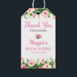 Pink Floral Bridal Shower Thank You Gift Tags<br><div class="desc">This bridal shower sticker,  with its bold and bright watercolor flowers and bright pink text,  will add fun and color to your guests' favors.</div>