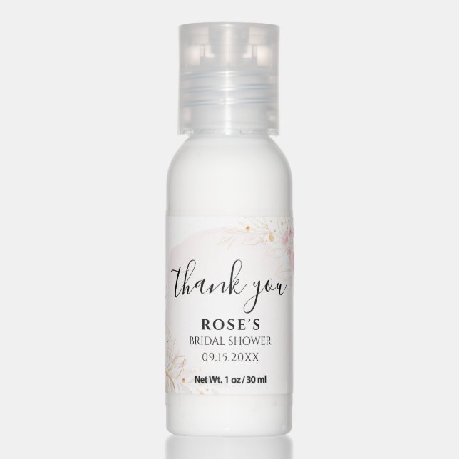 Pink Floral Bridal Shower Thank You Hand Lotion (Front)