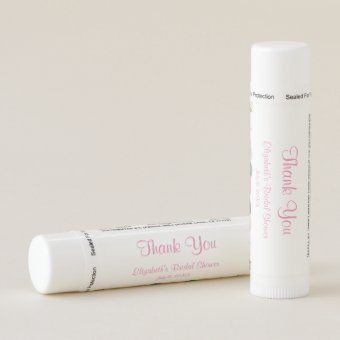 Pink Floral Bridal Shower Thank You Lip Balm | Zazzle