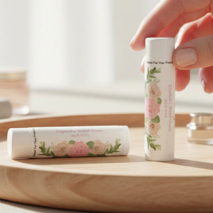 Pink Floral Bridal Shower Thank You Lip Balm