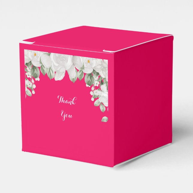 Pink floral bridal shower, wedding  favor boxes (Front Side)