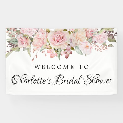 Pink Floral Bridal Shower Welcome Banner