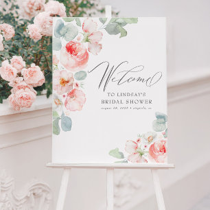 Pink Floral Bridal Shower Welcome Sign
